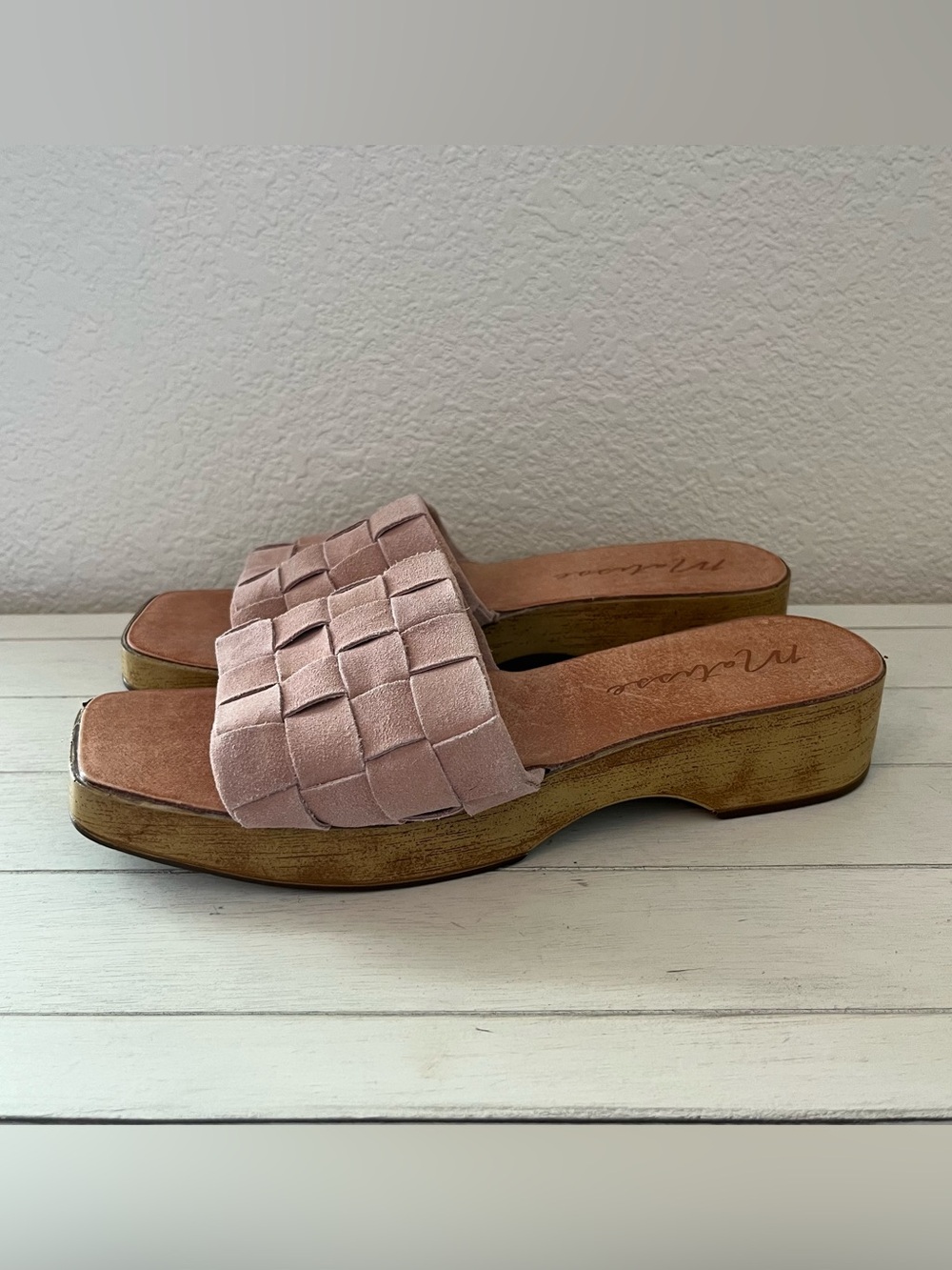 Matisse Hamptons Platform Slides Sandals Dusty Rose Pink Suede Shoes